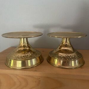 MCM brass pillar candle holders